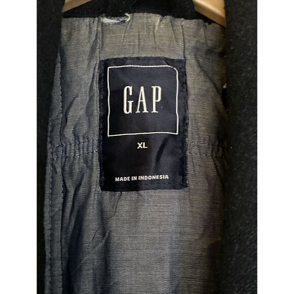 Gap Mens Black Outdoor Pea Coat Button Up Size XL Wool - Picture 2 of 4
